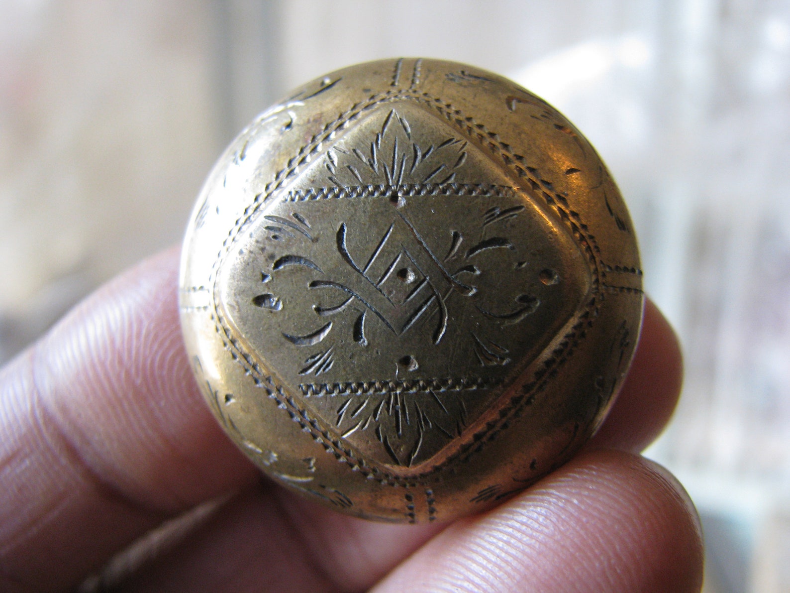 Antique Victorian Chased Brass Button, Gold Gilt - Etsy