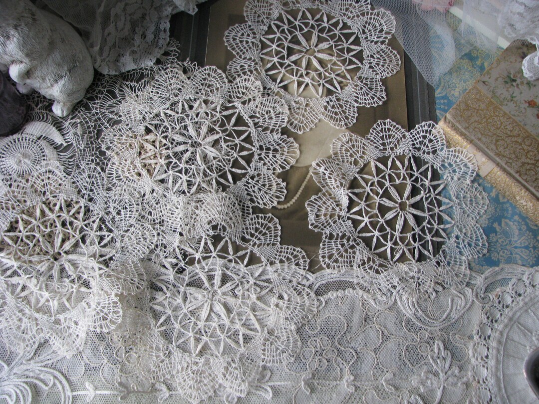 Antique Lace Doilies Needle Lace Doilies Bobbin Lace Etsy