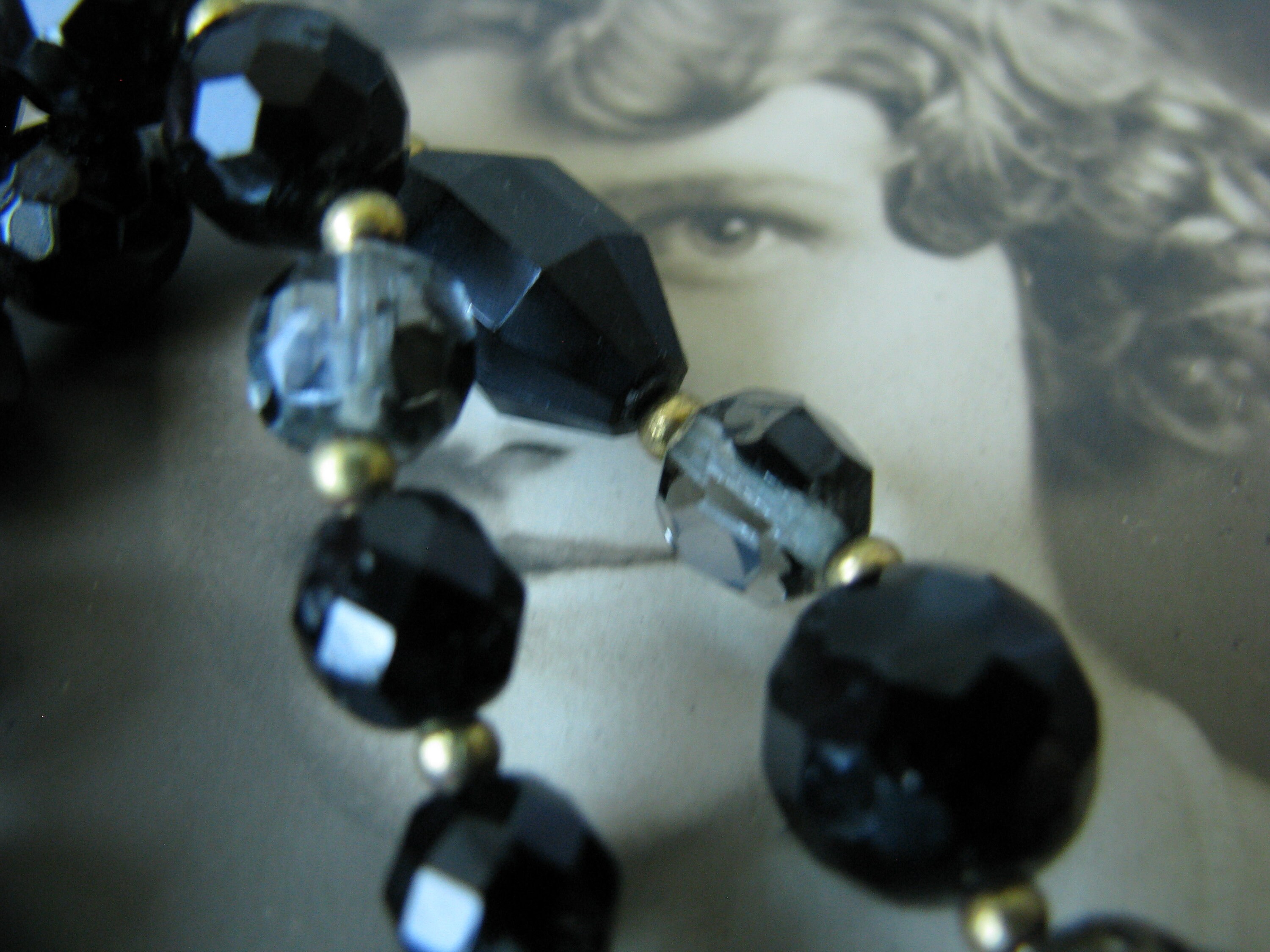 Collier Vintage Noir Art Déco - Style Jais, Élégance Intemporelle - Occasion