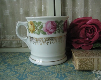 Lovely Antique German Rose Shaving Mug Shabby Home Decor Romantic Cottage Nostalgia German Porcelain