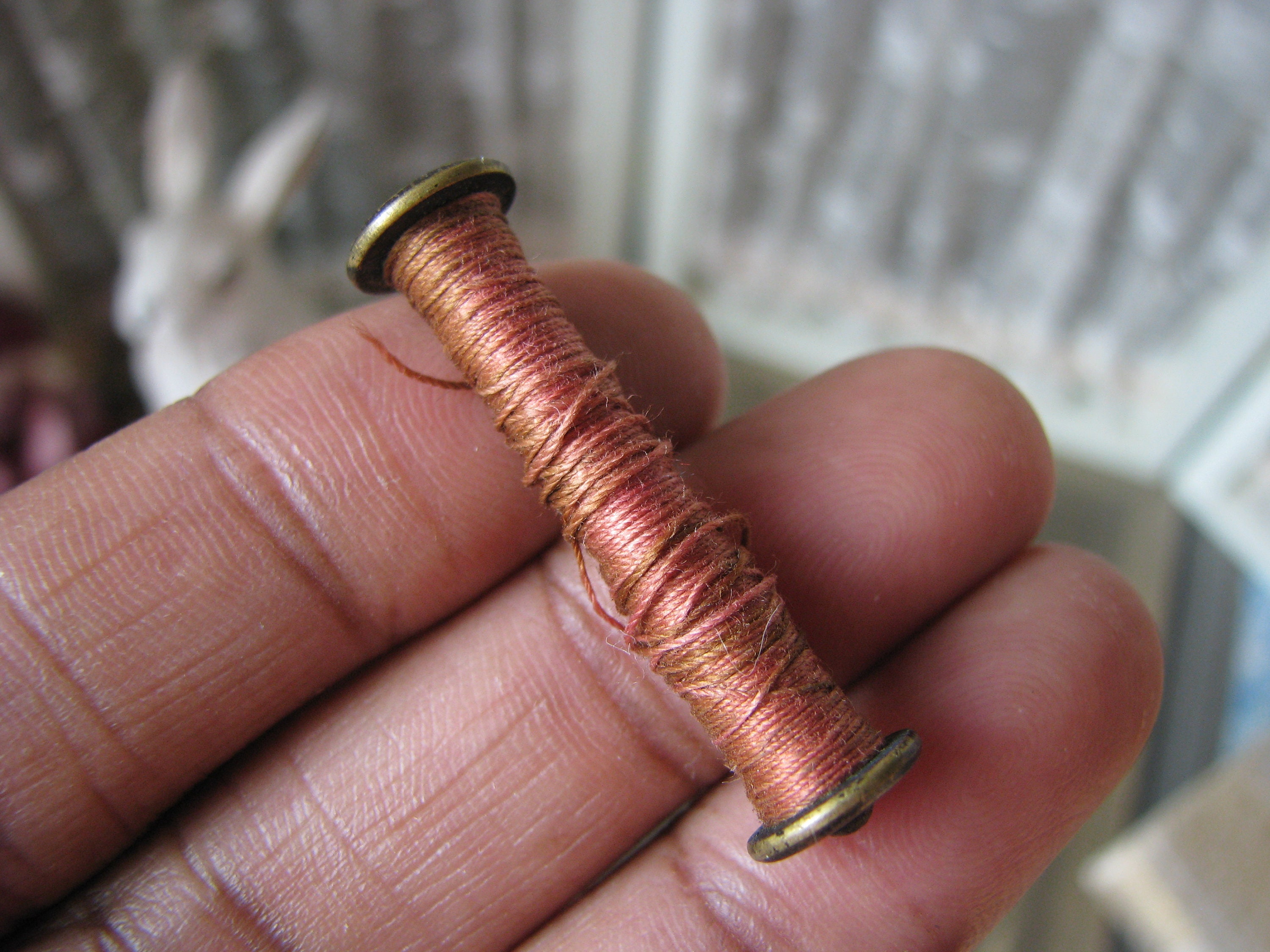 Antique Thread Winder, Antique Spool Bobbin, Victorian Bobbin Winder, Miniature Thread Bobbin, Mini Thread Spool, Antique Sewing Notions