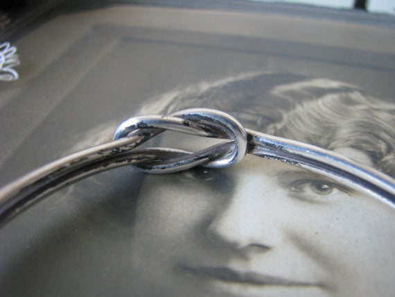 Antique Silver Bracelet, Double Love Knot Silver … - image 8