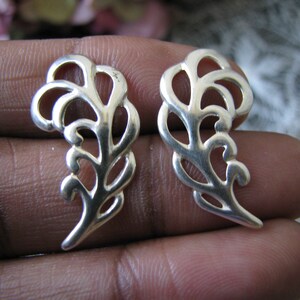 Vintage Feather Earrings, Sterling Silver Feather Earrings, Silver Feather Earrings