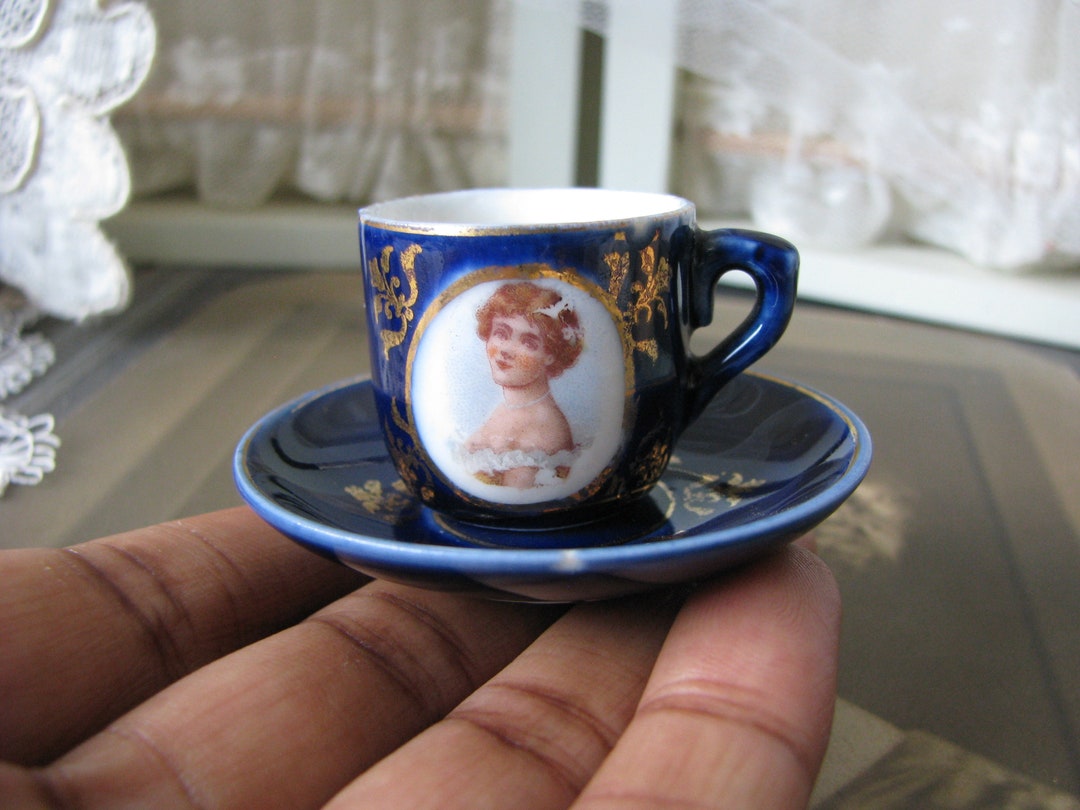 Vintage Miniature Tea Cup & Saucer, Mini Teacup and Saucer, Limoges