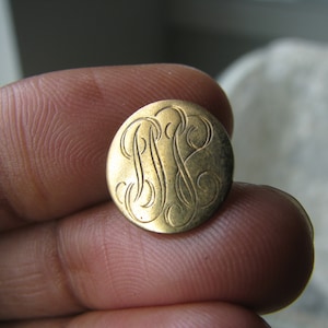 Antique Faux Monogram Button, Antique Gold Button, Antique Victorian Button, Antique Collectible Button, Antique Sewing Notions