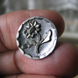 Antique Pewter Button, Antique French Button, Victorian Pewter Button, Pewter Openwork Button, Pewter Floral Button