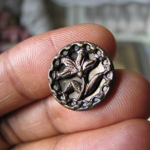 Antique Picture Button, Antique Silver Plated Button, Button Collection, Antique Sewing Notions, Victorian Button