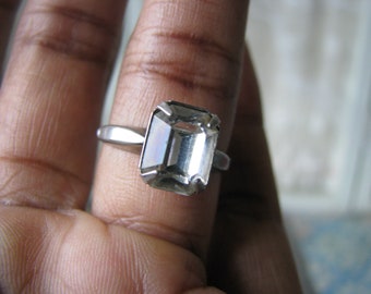 1930s Art Deco Paste Solitaire Ring, Adjustable Band
