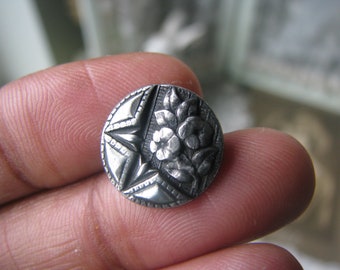 Antique Pewter Button, Victorian Pewter Button, Antique Picture Button, Collectible Button, Antique Sewing Notions