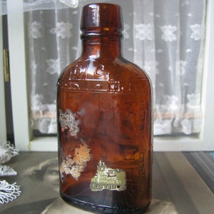 Antique Halloween Decor, Antique Brown Bottle, Small Whiskey Bottle, Brown Bottle, Antique Brown Bottle, Fall Home Decor, Antique Home Decor
