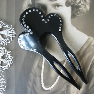 Art Deco Hair Comb, Rhinestone Hair Comb, Decorative Hair Comb, Black Celluloid Hair Comb, Wedding Hair Comb, Art Deco Hair Jewelry
