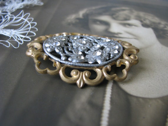 Antique Paste Brooch, Antique Pot Metal Brooch, B… - image 8