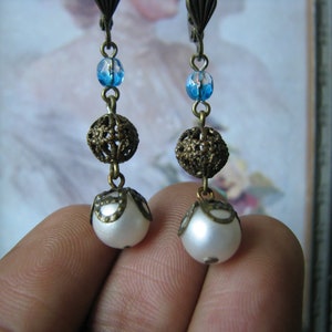 Vintage Bead Earrings, Filigree Bead Earrings, Assemblage Earrings, Handmade Earrings, Upcyled Earring, Recycled Jewelry, Drop Earrings