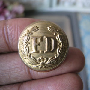 Antique Fire Department Button, Antique Brass Uniform Button, The C.G. Braxmar Uniform Button, Fire Department Button, Collectible Button