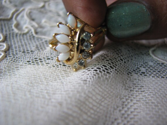 Vintage Opal Ring, Rhinestone Opal Ring, Vintage … - image 3