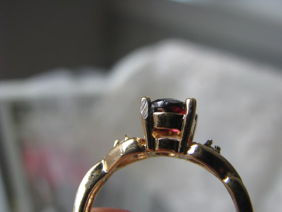 Vintage Garnet Ring, Gold Plated Garnet Ring, Gar… - image 7