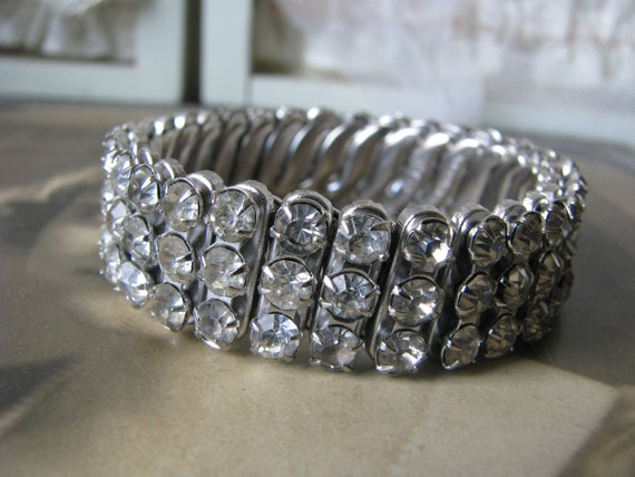 Vintage Rhinestone Bracelet, Rhinestone Expansion… - image 2