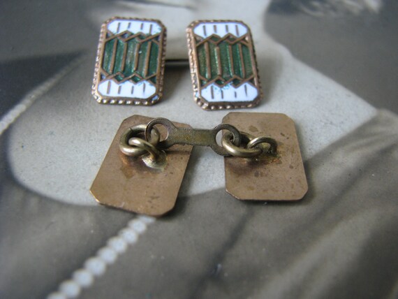 Gifts For Him, Antique Enamel Cuff Links, Arts & … - image 4