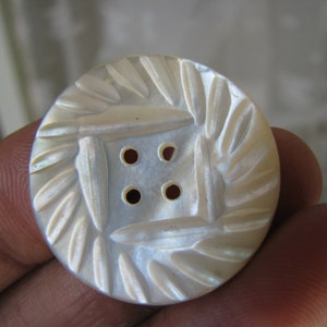 Antique Carved Shell Button, Antique Mother Of Pearl Button, Mother Of Pearl Button, Victorian Carved Button, White Mother Of Pearl