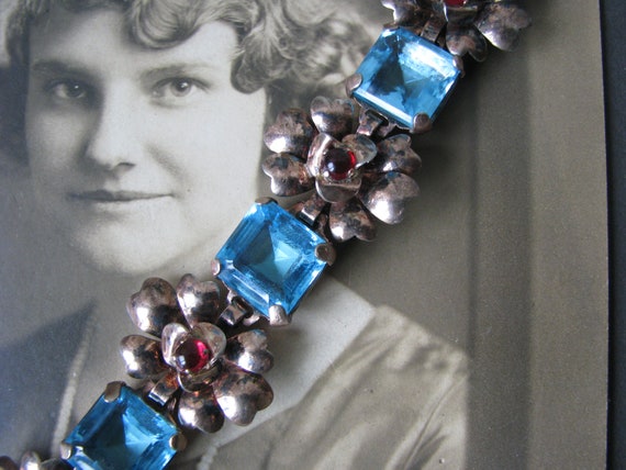 Art Deco Paste Bracelet, Colored Paste Bracelet, S