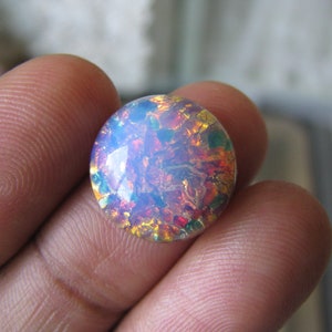 Vintage Opal Glass Jewel, Vintage Dragon&#39;s Breath Jewel, Vintage Opal Glass Cabochon, Vintage Pink Glass Cabochon
