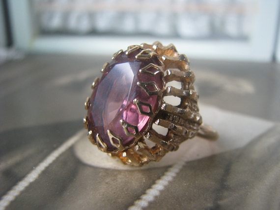 Vintage Paste Ring, Large Solitaire Ring, Sarah C… - image 1
