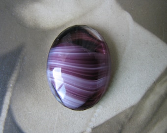 Vintage Purple Swirl Glass Jewel, Oval Cabochon (24.5mm x 18mm)