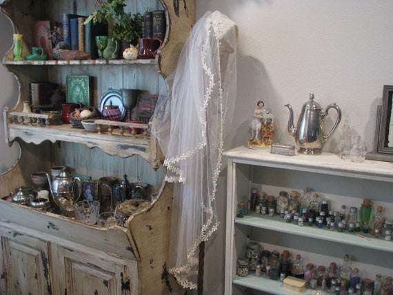 Vintage Wedding Veil, Vintage Bridal Veil, Floral… - image 1