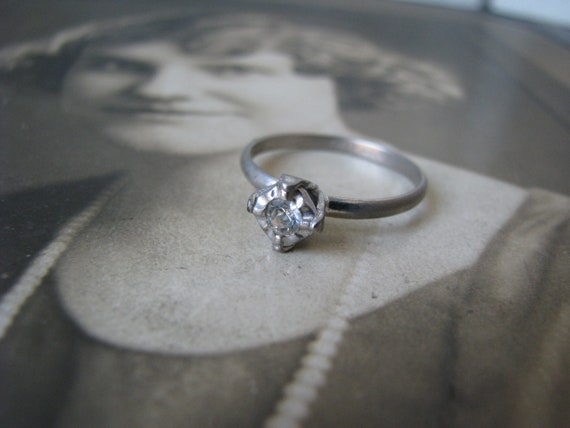 Art Deco Paste Ring, Solitaire Paste Ring, Paste … - image 1