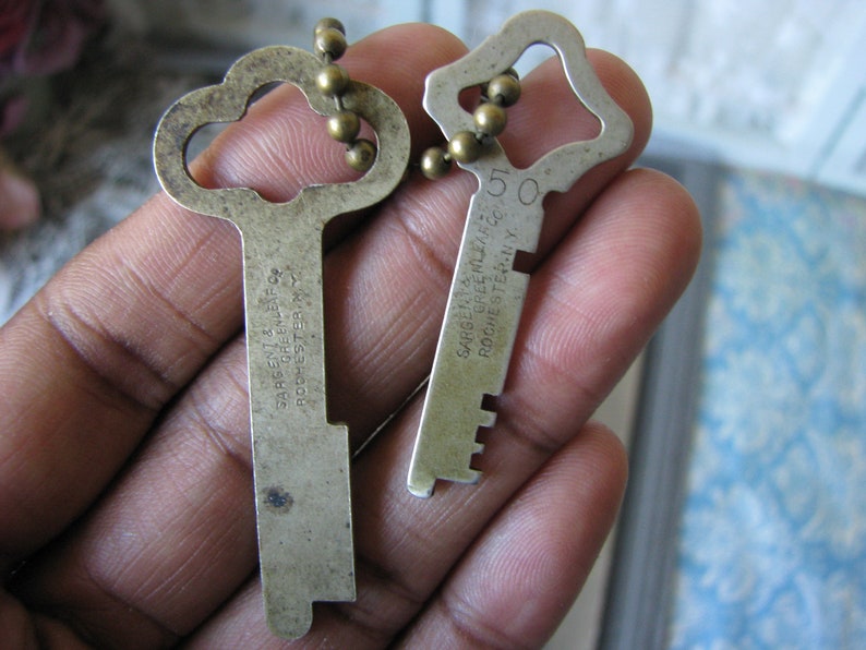 Antique Sargent & Greenleaf Brass Keys, Steampunk Key Pendant - Etsy