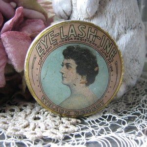 Small Antique Tin, Antique Tin, Eye-Lash-Ine, Eye Lash Remedy, Antique Medicine Tin, Antique Remedy, Collectible Tin