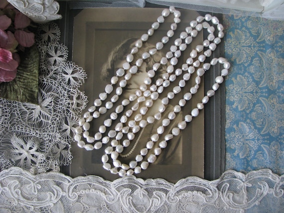 66'' Baroque Pearl Necklace, Opera Length Pearl Ne
