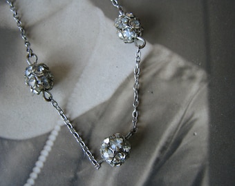 Art Deco Paste Necklace, Vintage Rhinestone Bridal Jewelry