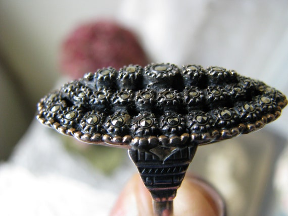 Antique Marcasite Ring, 1920's Marcasite Ring, Ar… - image 5