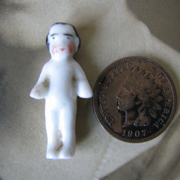Muñeca de porcelana pequeña antigua, muñeca Charlotte congelada, muñeca Charlotte congelada en miniatura, muñeca de porcelana antigua, muñeca en miniatura antigua