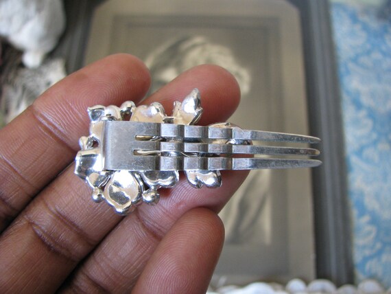 Vintage Art Deco Rhinestone Flower Hair Barrette View 5