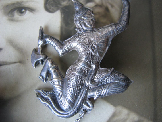 Vintage Siam Double Brooch, Siam Sterling Brooch,… - image 4