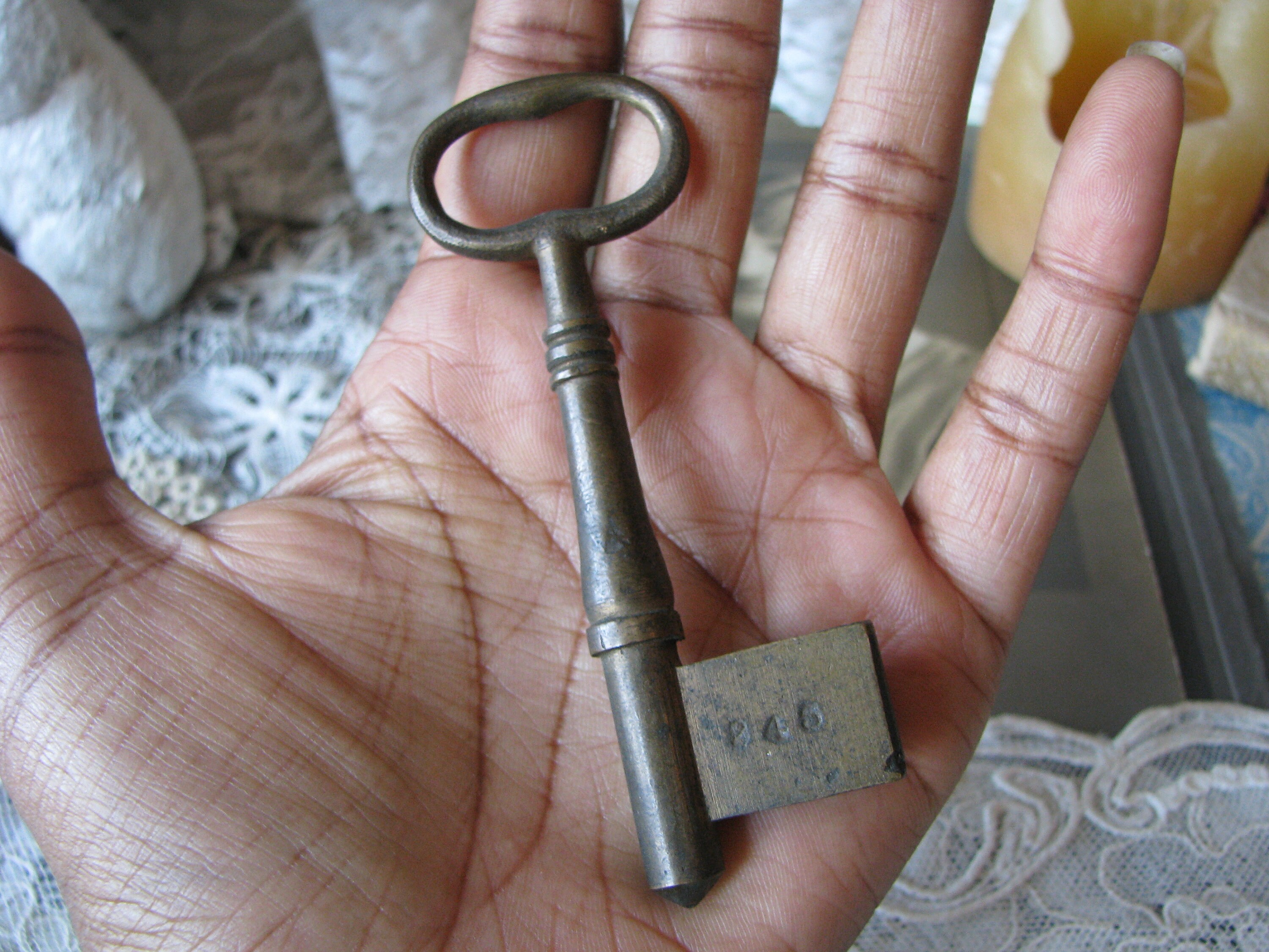Sntique Key Antique Brass Furniture Key, Steampunk Jewelry, 3 7/8