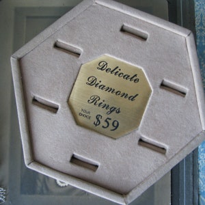 Vintage Ring Display, Schmuck-Shop-Ring-Display, samt Ring Display, Diamant-Ringe-Display, 6 Ring Display, die Berco Co.