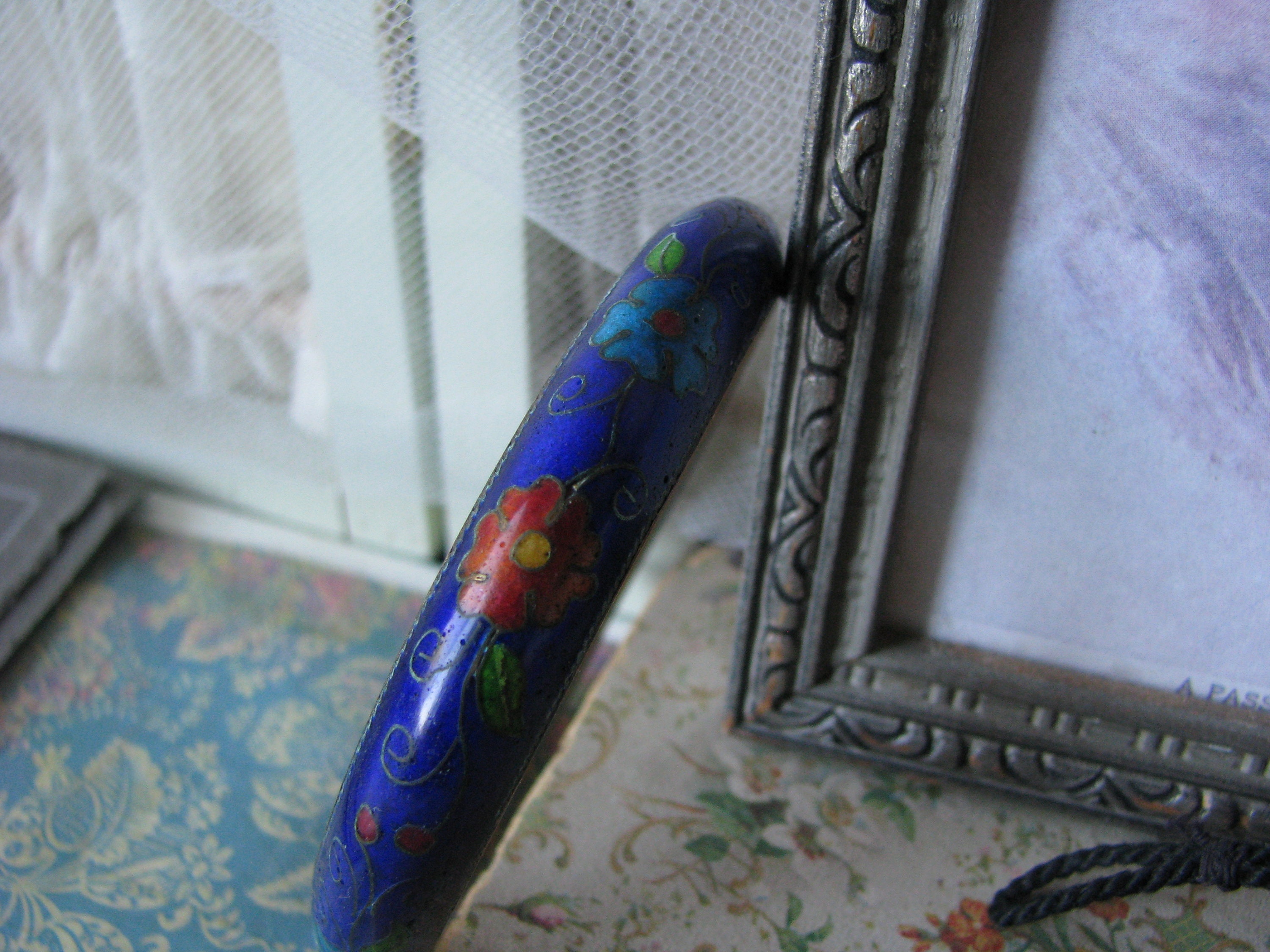 Bracciale Floreale Cloisonné Fatto A Mano - Patrimonio Cinese ICH - Gioielli Etnici Vintage
