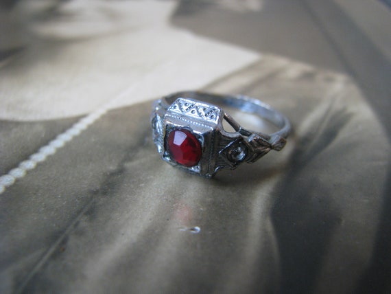 Antique Paste Ring, Red Paste Ring, Etched Paste … - image 3
