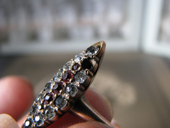 Antique Paste Ring, Victorian Paste Ring, 10kt Ro… - image 3