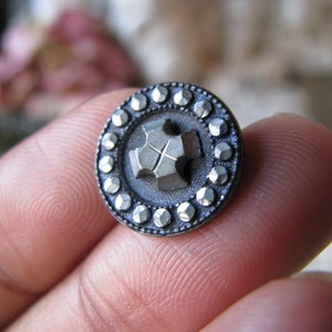 Antique Pewter Button, Antique French Button, Victorian Pewter Button, Pewter Openwork Button, Pewter Floral Button