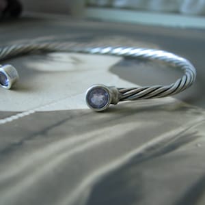 Sterling Silver Cuff Bracelet, Amethyst Cuff Bracelet, Silver Rope Cuff Bracelet, Silver Cuff Bracelet, Vintage Cuff Bracelet