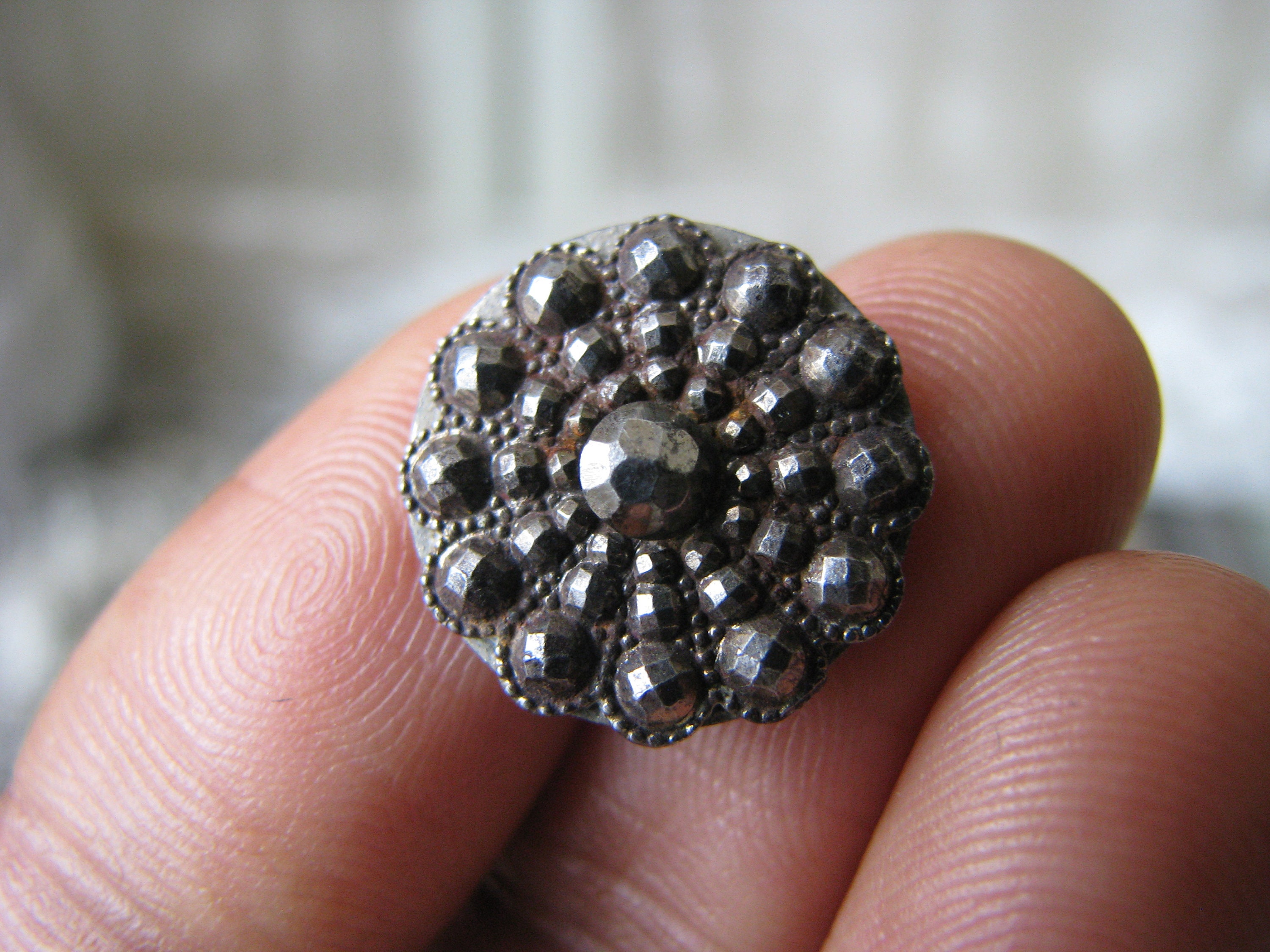Antique Victorian Cut Steel Button, Studded Design - Etsy