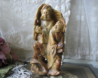 Figura antigua de esteatita tallada, estatua de exportación china