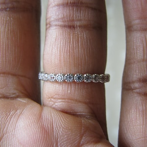 Groupe de mariage de style Art déco, bracelet de mariage CZ en argent sterling, bracelet d’éternité CZ, bracelet d’anniversaire CZ, bague de mariage, bague de mariée, taille 7
