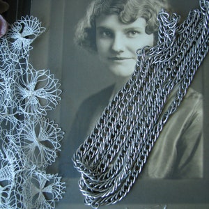 Vintage Long Silver Chain, Vintage Textured Chain, Long Steampunk Chain, Silver Tone Chain, Steampunk Necklace, Vintage Silver Chain