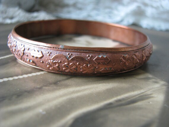 Antique Copper Bangle, Victorian Copper Bangle, H… - image 2