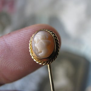 Antique Cameo Stick Pin, Shell Cameo Pin, Victorian Stick Pin,  Antique Stick Pin, Gold Filled Stick Pin, Collectible Stick Pin
